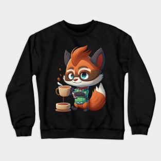 Red Panda & Coffee Kawaii Anime Bear & Coffee Lover Gamer Crewneck Sweatshirt